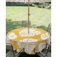 thumbnail image 2 of Outdoor Tablecloth with Umbrella Hole Zipper Monstera Foliage Round Tablecloth 54" Waterproof Outside Table Cloth Retro Rustic Botanical Summer Yellow Patio Table Cover Tablecloths for Picnic Party, 2 of 8