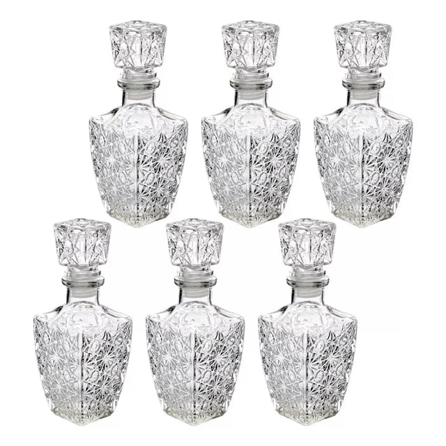 Juego de 6 licoreras VITTORI Decantador Diamante para Vino de Vidrio 1 litro