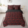 thumbnail image 2 of Feelyou Tribal Boho Damask Bedding Comforter Set 7pcs, Red Gothic Crow King Bedding Sets, 2 of 8