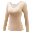 thumbnail image 3 of Thermal Long Length Sleeve Women's Base Tops Square Neck Lined Base Layer Warm Undershirts Cold Weather(Color:Beige,Size:XL), 3 of 4