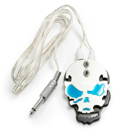 Stainless Steel Steel Switch AmeriVolt Flat Stainless Steel Skull Tattoo Foot Pedal Switch w/ 6.5 ft. Cord - Blue ()