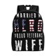 thumbnail image 1 of Me casé con mi héroe, orgullosa esposa de un veterano, mochila ligera para portátil, mochila para estudiantes de secundaria, preparatoria y universidad., 1 of 5