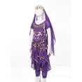 thumbnail image 2 of inhzoy Girls Indian Belly Dance Outfit Crop Top Ruffled Pants Hip Scarf Headscarf Festival Dancewear Dark Purple 9-12, 2 of 8