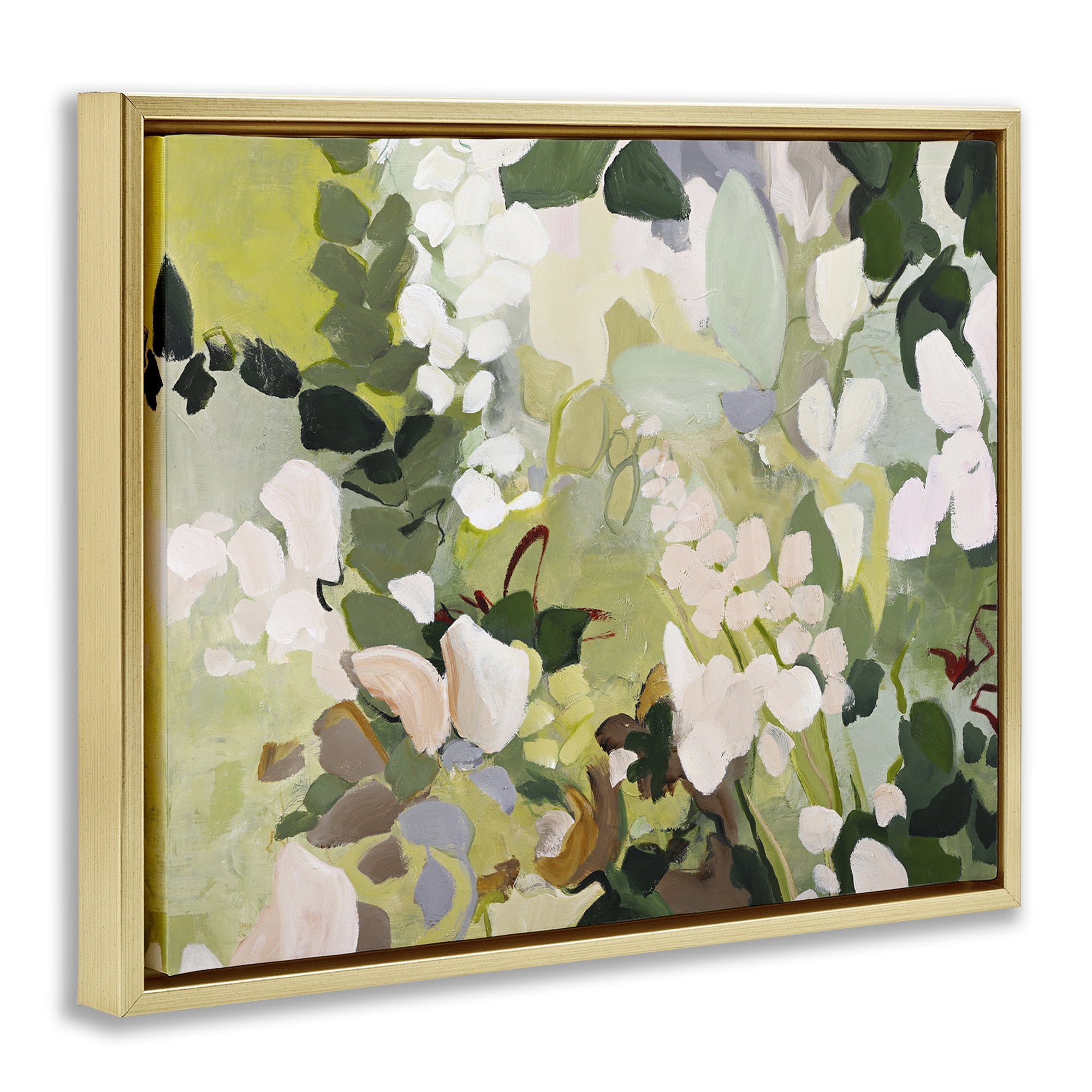 Stupell Industries Modern Botanical Impressions Plants & Flowers Painting Gold Floater Framed Canvas Art Print Wall Art, 21 x 17