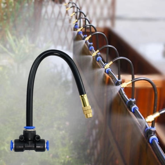 Xihbxyly Boquilla Atomizadora de Cobre Flexible, Dirección de Pulverización Ajustable 360°, Tubo de Aleación de Aluminio, para Riego, Humidificación, Paisajismo, Refrigeración y Jardinería, Conexión