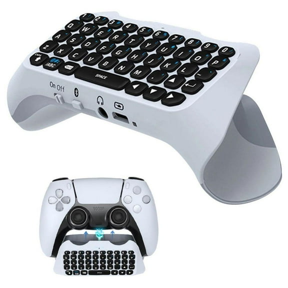 Keyboard for PS5 Controller, Portable Rechargeable Wireless Controller Keyboard with Built-in Speaker and Battery, Chatting and Listening without Headset