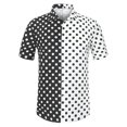 thumbnail image 5 of INSPIRE CHIC Men's Summer Polka Dots Patchwork Short Sleeves Button Down Shirts M Black White, 5 of 6