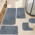 thumbnail image 5 of Solid Color 5-Piece Bath Mat Set Velvet Fleece Foam Long Plush Water Absorbent Non-Slip Washable Bathroom Toilet Rugs for Home Modern Decor Black White Gray Hot Savings & Everyday Bargains, 5 of 9