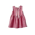 thumbnail image 5 of Girl's Plaid Linen Dress Pleated Sleeveless Casual Summer Dresses Bow Tie Back Crew Neck Tank Sundress (5 Years, Red), 5 of 7