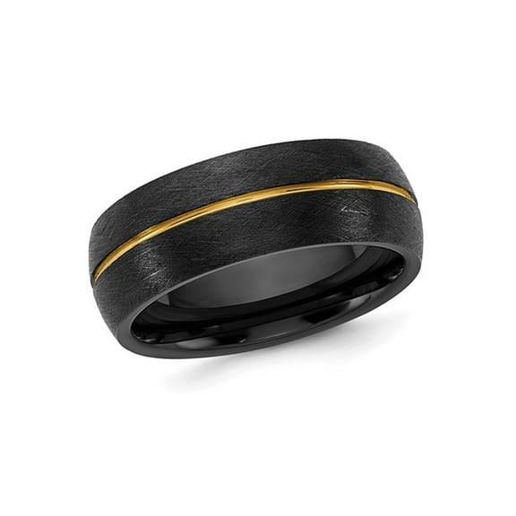 Mens Black Ceramic Scratched Wedding Band Ring (8.0mm)