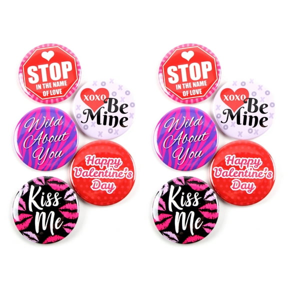Valentine's Day Amor Pinback Buttons - 2.25 Inch Round - 10 Pack