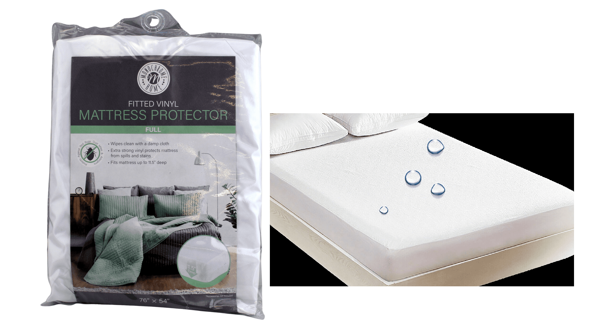 Vinyl Plastic Mattress Protector Fitted Sheet Style Waterproof Mattress Cover Breathable - Bed Wetting and Spill Protection for Mattress Fits a Mattress Up to 11.5" Deep (Full 76" x 54" x 11.5" Deep)