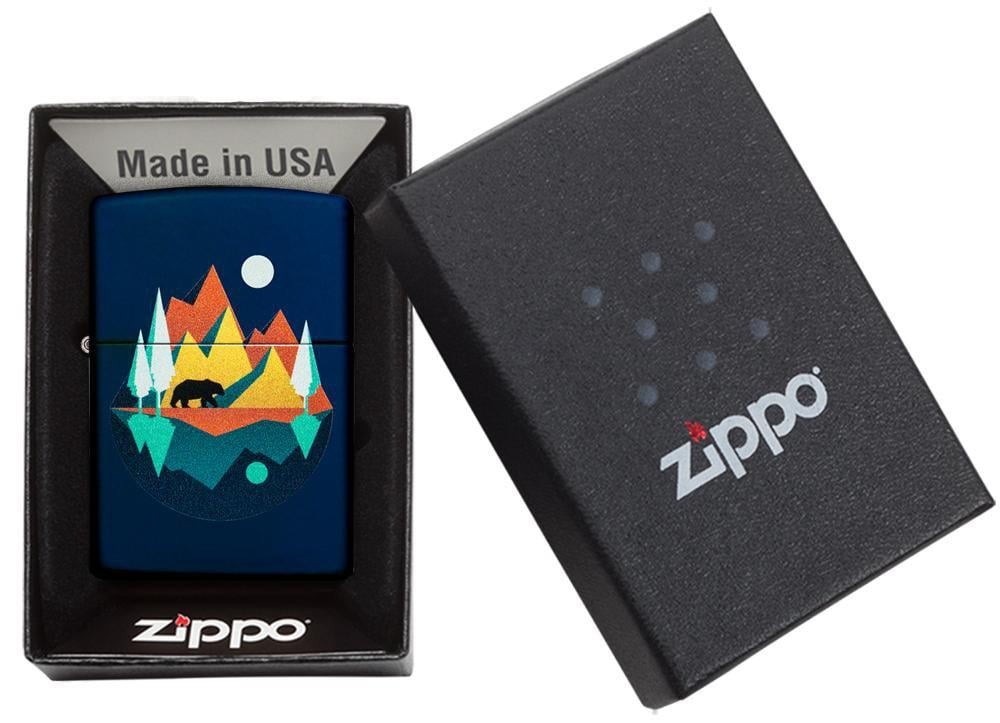 Zippo Geometric Bear and Mountains Design Pocket Lighter
