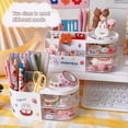 thumbnail image 5 of Kawaii stationery storage box makeup organizer hand account materials storage box cute desktop multifunctional organizer (L, pink) big pink 26-27s, 5 of 5