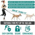 thumbnail image 5 of Hands Free Dog Leash, Dog Running Leash Belt Bag for Walking, Jogging, Dog Waist Double Zipper Pouch with Poop Bag Dispenser, Dual Padded Handles Reflective Bungee Leash, Double, 5 of 7