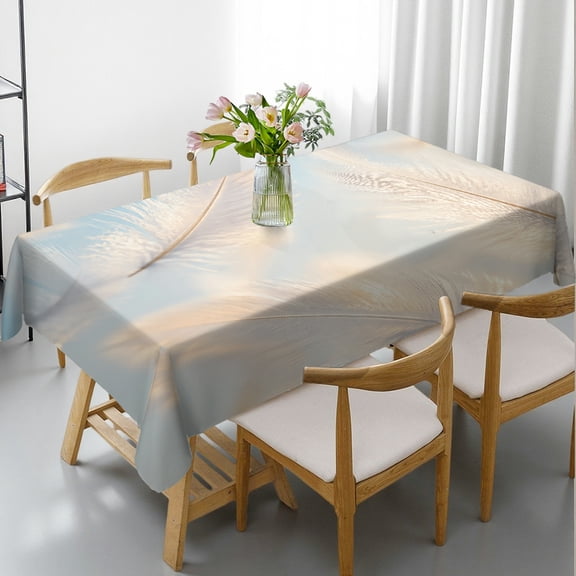 RKSupls White Feathers Soft Blue Sky Rectangle Tablecloth, Holiday Party Tablecloth - Polyester Tablecloths Rectangle Tablecloth, Ideal for Kitchen Picnic Party