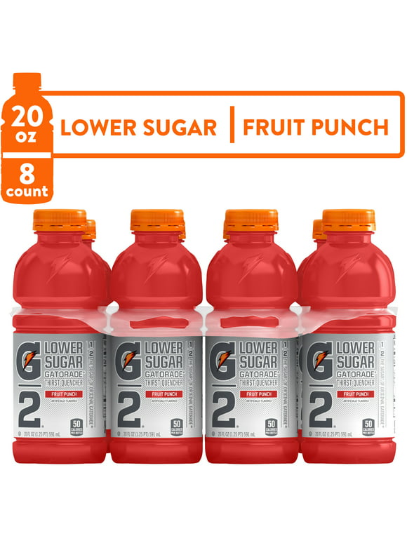 Gatorade G2 Thirst Quencher Lower Sugar Fruit Punch Sports Drink, 20 fl oz, 8 Count Bottles