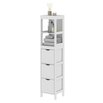 KWUXIN Narrow Bathroom Storage Cabinet, Floor Cabinet with 3 Drawers & 2 Open Shelves, Slim Organizer for Bathroom, White