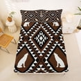 thumbnail image 5 of jejeloiu Tribal Wolf Bed Sheets,Geometric Pattern Full Size Sheets For Boys,Brown White,4pcs,1 Flat Sheet, 1 Fitted Sheet and 2 Pillowcases, 5 of 6
