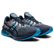 ASICS Men's NOVABLAST Pixel Noise Running Shoe, 7.5 US (Standard ), French Blue / Black