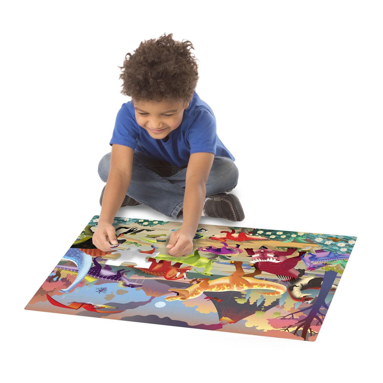 Melissa & Doug Dinosaurs Giant Floor Puzzle for Kids 3-5 (36 Easy-Clean Surface Cardboard Pieces, 34” x 22.7”)