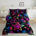 thumbnail image 2 of Feelyou Dreamy Stars Graffiti Bedding Comforter Set for Kids, Black Pink Cartoon Twin Comforter Sets, Fashion Love Heart Reversible Bedding Set, Luxury Bedroom Decor, 2-Piece, 2 of 8