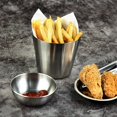 thumbnail image 2 of 350ml French Fry Cup, Durable, Stainless Steel Fry Cup, For Serving Chips, Onion Rings, Tater Tots, or Vegetables - Restaurantware（silver）3pack, 2 of 5