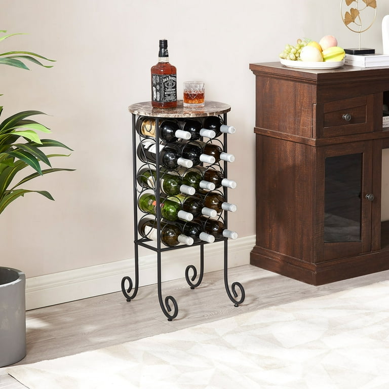 Kings brand furniture metal with marble finish top wine storage organizer display rack table sale