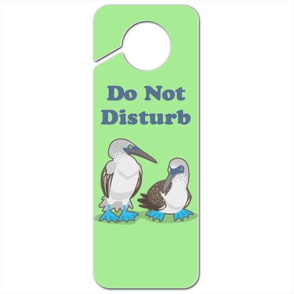 Pair of Blue Footed Boobies Plastic Door Knob Hanger Sign