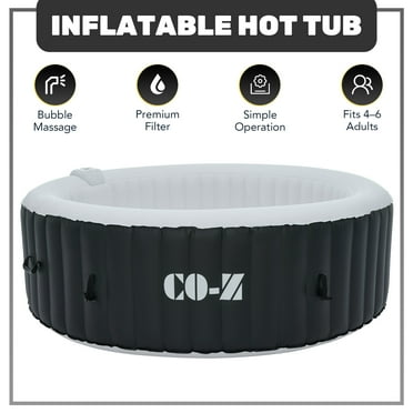 CO-Z Inflatable Hot Tub 7ft Indoor Outdoor Spa with 130 Jets Heater Cover Pump Black