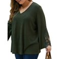 thumbnail image 1 of KVMeteor Women's Plus Size See Through Lace Stitching Blouse Tops, 1 of 2