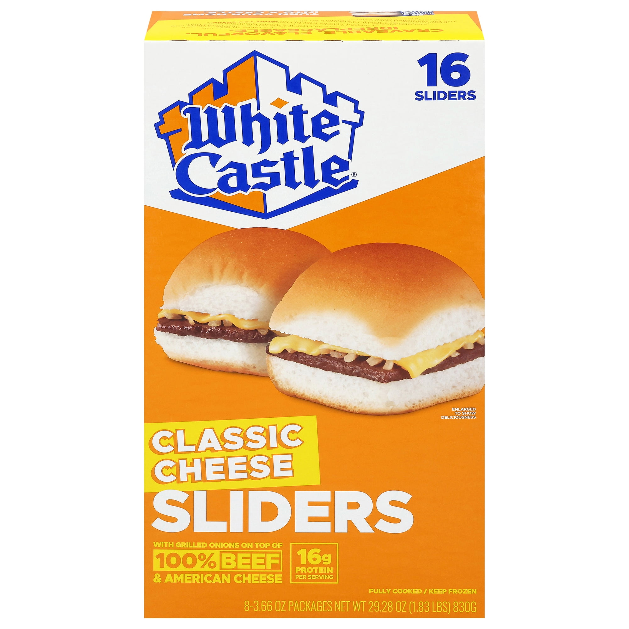 White Castle Classic Cheese Sliders, 29.28 oz, 16 Count (Frozen Snack)
