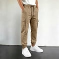 thumbnail image 2 of WERYOUNG Boys Girls Cargo Pants Elastic Drawstring Waist Straight Leg Joggers Trousers Kids Loose Fit Back To School Pants 15-16 Years, 2 of 5