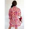 thumbnail image 2 of Women's Red Floral Long Sleeve Mini Dress – Casual Daily A-Line Style | XL, 2 of 12