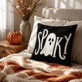 thumbnail image 6 of Halloween Throw Pillow Cover Ghost Bat Print Linen Cushion Case 18x18 Soft Breathable Hidden Zipper for Sofa Chair Holiday Decor by MPOISVA, 6 of 7