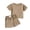 AB56 Brown, variant on Tisuna 2 Pieces Solid Color Outfits Set For Toddler Short Sleeve Crew Neck Tops And Shorts Set Breathable Casual Baby Girls Boys Summer Tracksuit Clothes Beige Size 18-24 Months