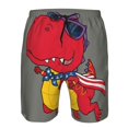 thumbnail image 4 of Kll Dinosaur Super Hero Cartoon Men'S Casual Summer Beach Shorts Hawaiian Shorts With Pockets-3x-Large, 4 of 9