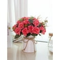 thumbnail image 5 of Artificial Flowers,Faux Flower in Vase Decor, Silk Rose Fake Flower Arrangements Bouquets with Vase,Table Centerpieces Living Dinning Coffee Kitchen（Red）, 5 of 7