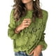 thumbnail image 1 of Qarigey Blusa de mujer Camisa de encaje hueco Top de color sólido Prendas para la parte del cuerpo Verde L, 1 of 1