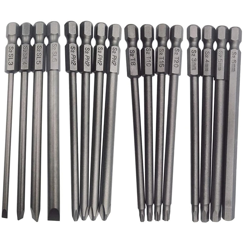 Slotted Hex Torx Screwdriver Power Bits Set 5mm Shank S2 Magnetic Long Drills 