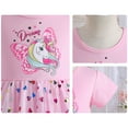 thumbnail image 5 of Girls Cartoon Rainbow Tutu Dress Short Sleeve Birthday Princess Outfit for 2-7Y, 5 of 7