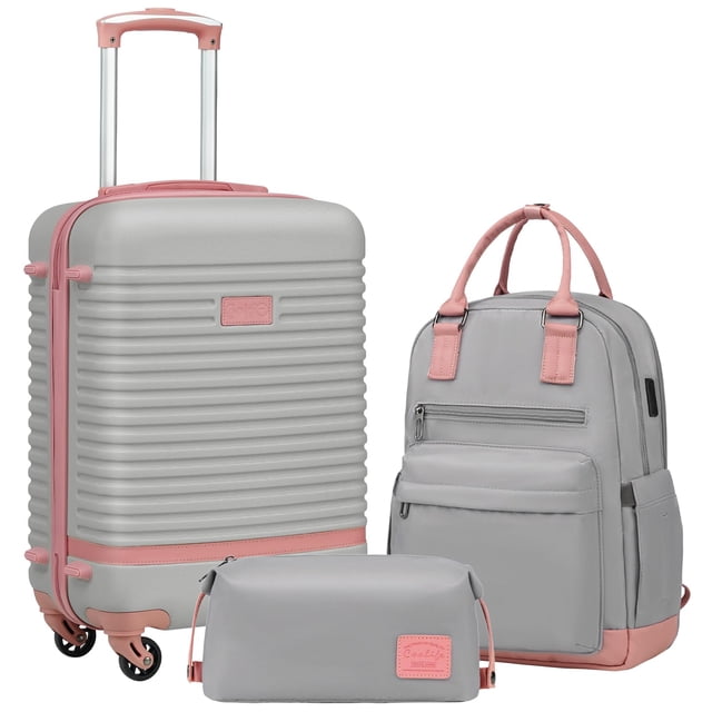 Set de equipaje Coolife de 3 piezas de carcasa rígida con cierre TSA Spinner