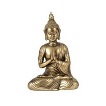 Seated Buddha Statue Buddhism Thai Meditating Praying Home and Garden Decorative Sculpture Praying Collectibles Figurine 7.25" Tall