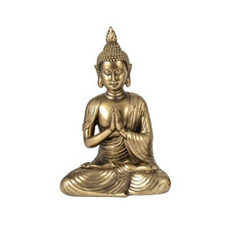 Seated Buddha Statue Buddhism Thai Meditating Praying Home and Garden Decorative Sculpture Praying Collectibles Figurine 7.25" Tall