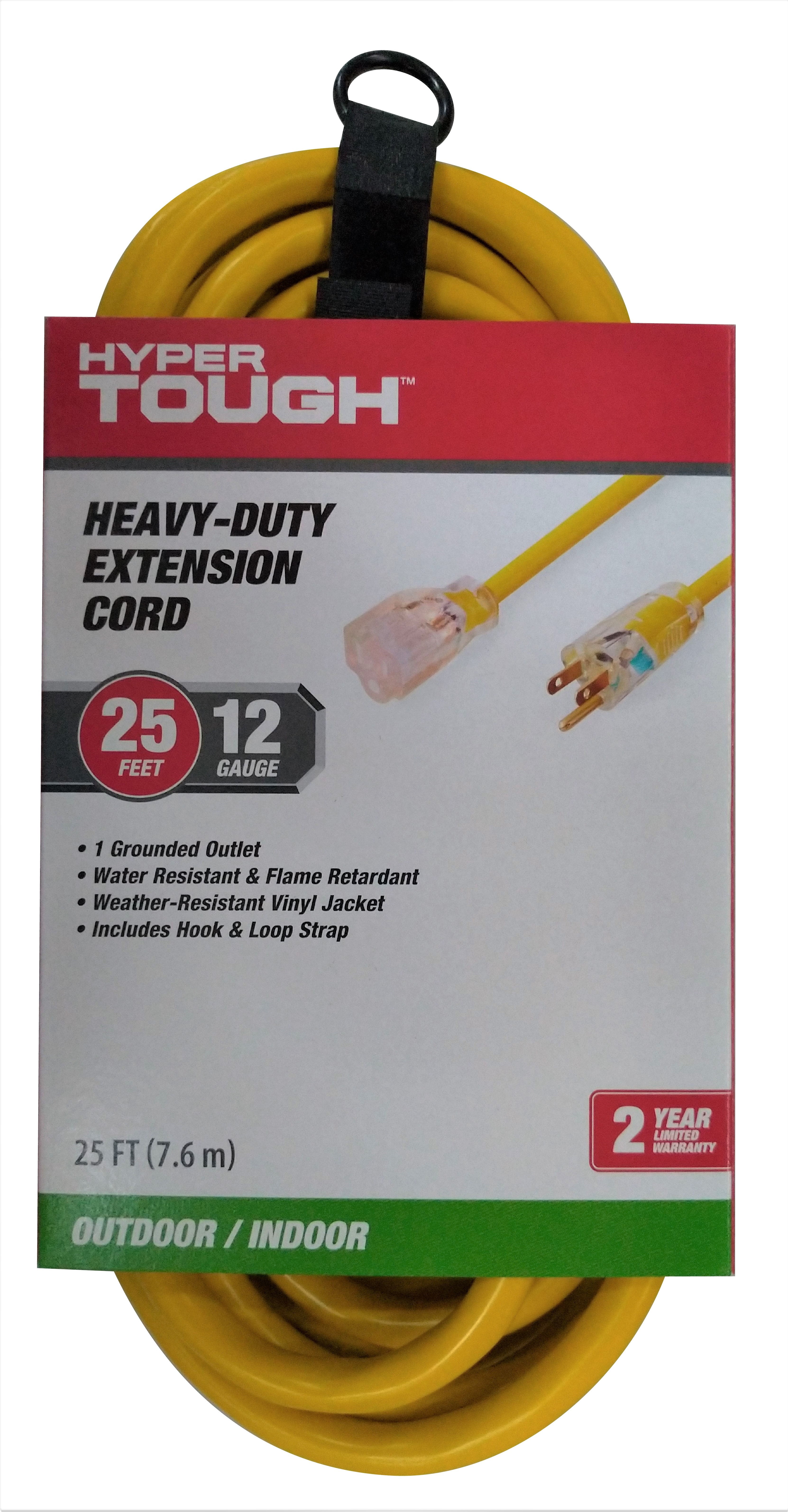 Hyper Tough Indoor/Outdoor Heavy Duty Extension Cord, 25'