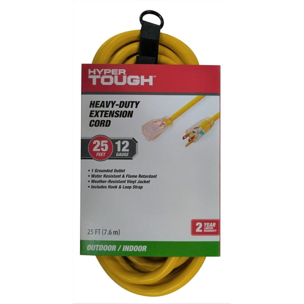 Hyper Tough 12AWGX3C 25ft Indoor and Outdoor Heavy Duty Yellow Vinyl