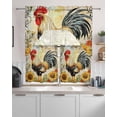 thumbnail image 2 of Retro Rooster Kitchen Curtains Sets 24 Inch Length with Valance, Sunflower Watercolor Farmhouse Animals Swag Valances and Tiers Curtain Set Drapes Swag Curtains for Living Room, Bathroom, Bedroom, 2 of 6