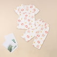 thumbnail image 2 of FUNDUFI Womens Floral Print Pajama Short Sleeve Tops + Capri Pants Summer Pyjamas Sleepwear Loungewear Soft Lightweight Pjs Outfits, 2 of 6
