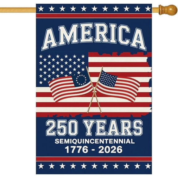 250th Anniversary America House Flag 28x40 Inch Double Sided,250 Anniversary USA Anniversary Patriotic 1776-2026 Semiquincentennial Banner Commemorative Outdoor Outside Decoration