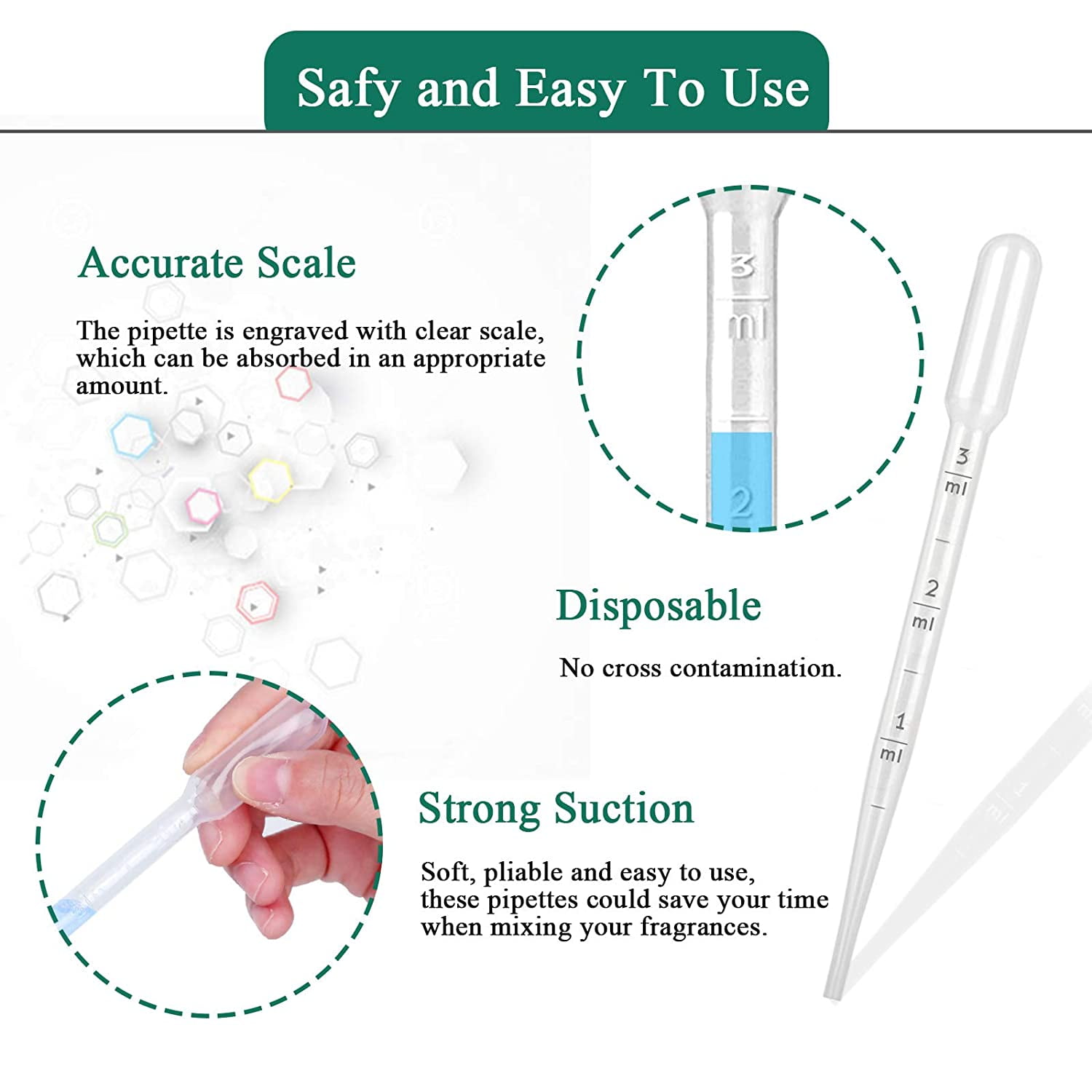 1/3/5/7/10ml Disposable Plastic Transfer Pipettes, Calibrated Dropper Suitable for Science Laboratory, DIY Art